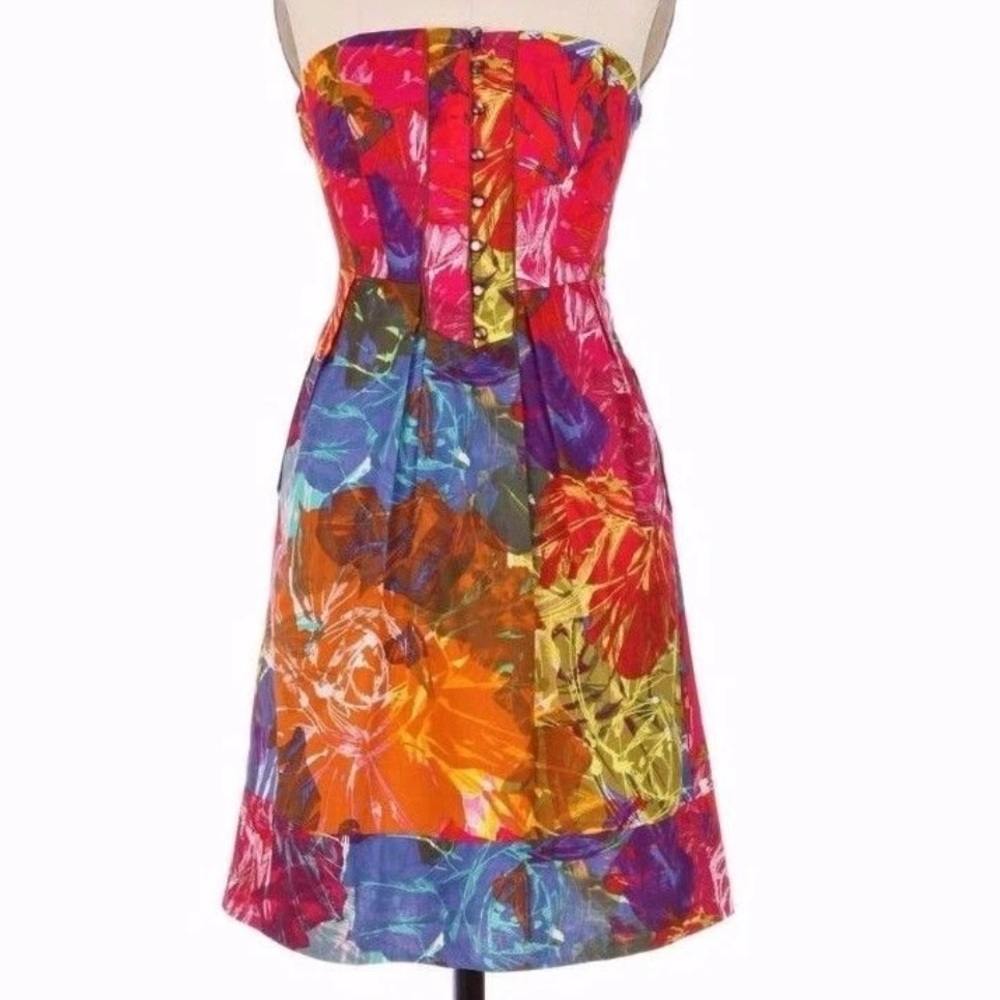 Anthropologie Moulinette Soeurs Women’s Watercolor Button  Strapless Dress